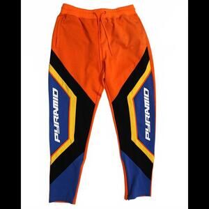 Men's Black Pyramid Athletic Joggers - Vibrant Orange/ Multi-Color Size XXL